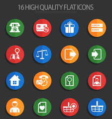 e-commerce interface 16 flat icons