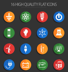 electricity 16 flat icons