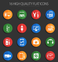 electronics repair 16 flat icons
