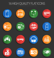 electronics supermarket 16 flat icons