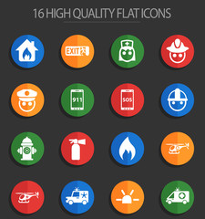emergency 16 flat icons