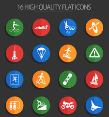 extreme sport 16 flat icons