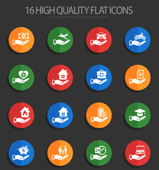 insurance 16 flat icons