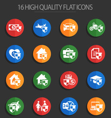 insurance 16 flat icons