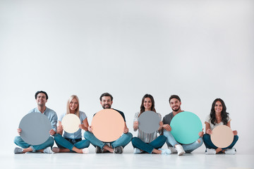 Group of young people on white background