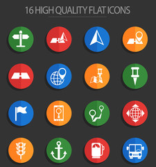 navigation 16 flat icons