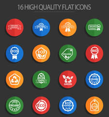 eco label 16 flat icons