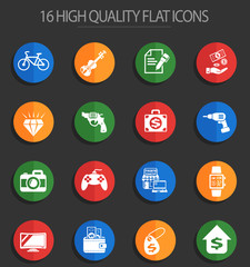 pawn shop 16 flat icons