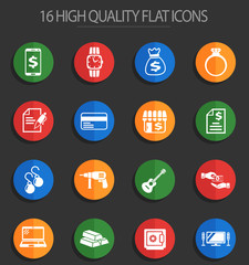 pawn shop 16 flat icons