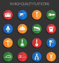 work tools 16 flat icons