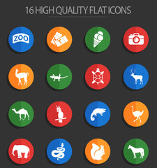 zoo 16 flat icons