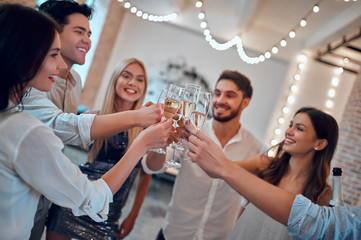 Group of young people having party