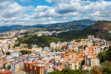 aerial view of Malaga in a beautiful summer day, Costa del Sol, Spain