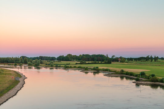 The old Dutch river IJssel in the province of Gelderland near the city of Zutphen