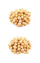 Pile of cooked chick peas isolated