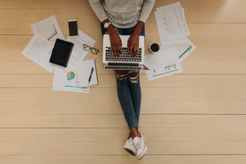 Businesswoman working from home