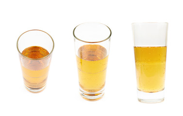 Tall glass of lager beer isolated