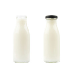 Glass bottle of milk isolated