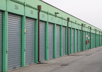 Row of Garage Lock Ups in Urban Area