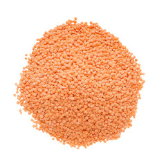 Heap of red lentil isolated