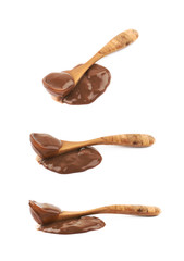 Puddle of chocolate pudding isolated