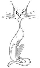 Hand-drawn сat sketch isolated on white.