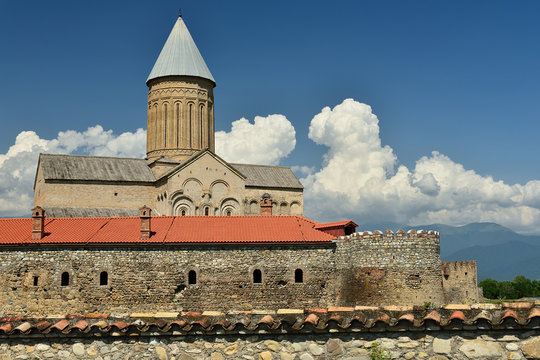 Alaverdi Monastery ones of the biggest sacred objects in Georgia, located in Kakheti region, near the Telavi town. In the distance visible range of Kakazu mountains.