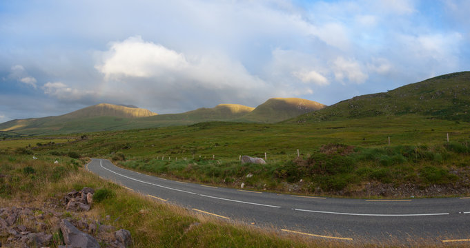 The Conor Pass is the highest mountain pass in Ireland. Panorama image