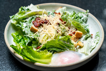 Caesar salad bowl with egg