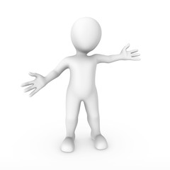 3d rendered white human welcomes visitors.