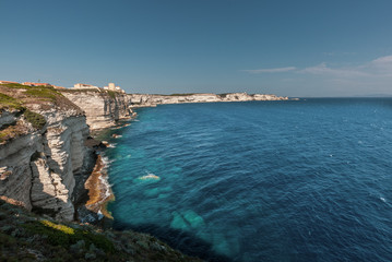 Fototapeta na wymiar Cliffs and citadel of Bonifacio in Corsica