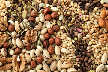 Variety of tasty fresh nuts