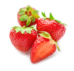Sweet ripe strawberries on white background