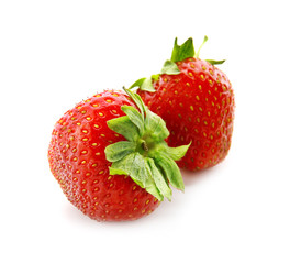Fresh ripe red strawberries on white background
