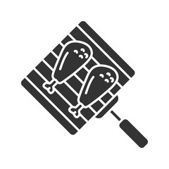 Hand grill with chicken legs glyph icon