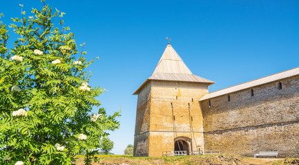The tower and gates of the medieval Shlisselburg Fortress