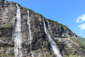 Seven sisters waterfalls in Geirangerfjord, near the village of Geiranger, Norway