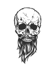 skull with beard and mustache