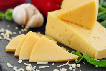 Cheese with basil and vegetables