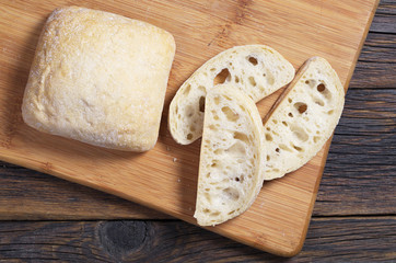 Loaves and slice of ciabatta