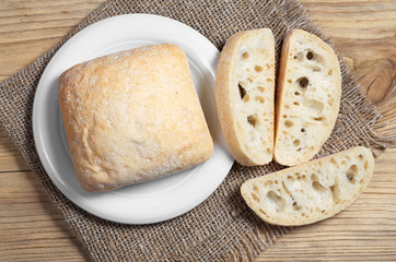 Loaves and slice of ciabatta