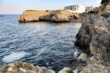 Fototapeta na wymiar Beaches and cliffs of Tabarca Island in Alicante, Spain