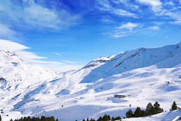 Cerler sky area in Pyrenees of Huesca Spain