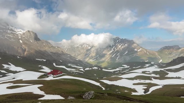 4k timelapse footage of the beautiful and peaceful view from Puertos de &Aacute;lina, in Picos de Europa National Park, Spain
