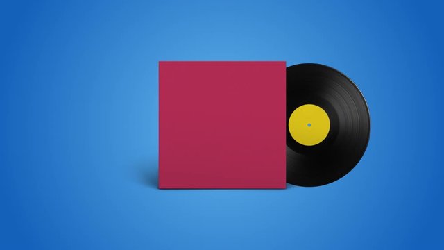 Vinyl Record With Cover Minimal Animation Loop