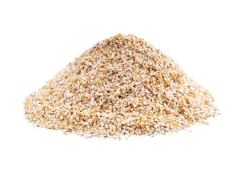Heap of barley grits on white background
