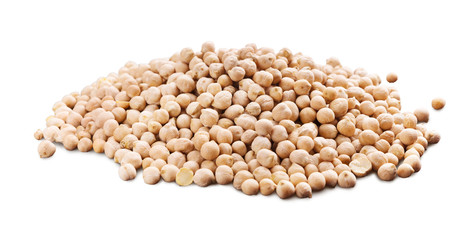 Heap of chickpeas beans isolated on white background