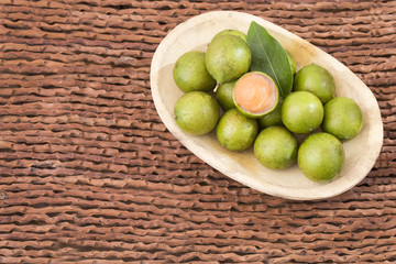 Fresh ripe peeled quenepa fruit - Melicoccus bijugatus