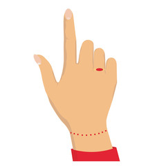 Woman hand with pointing finger. Vector isolated illustration. 