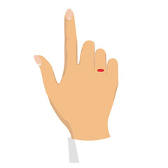 Woman hand with pointing finger. Vector isolated illustration. 